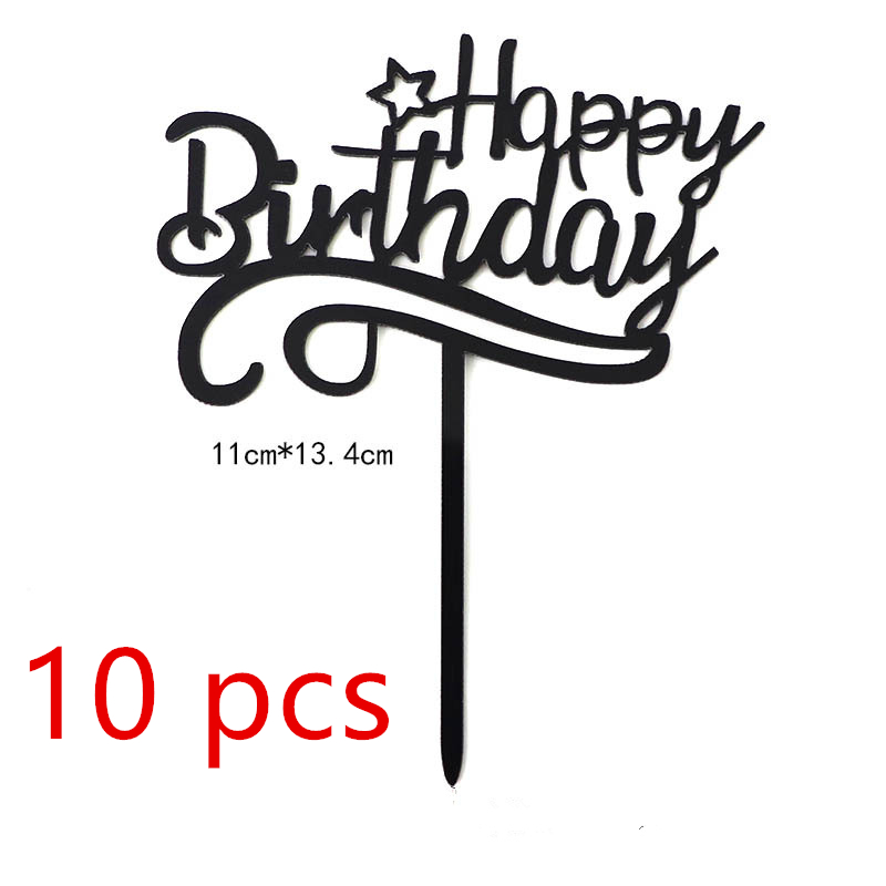 10 Uds. De oro , adorno para tarta de feliz cumpleaños, acrílico dorado y negro, adorno para tarta de de cumpleaños para niños, decoración de postre, para Baby Shower: Verde claro
