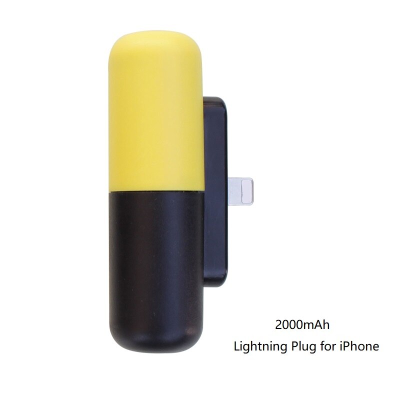 Capsule Mini Power Bank For Xiaomi Redmi Magsafe Powerbank compact for iPhone Samsung Huawei Portable Poverbank Battery Charger: Lightning Yellow