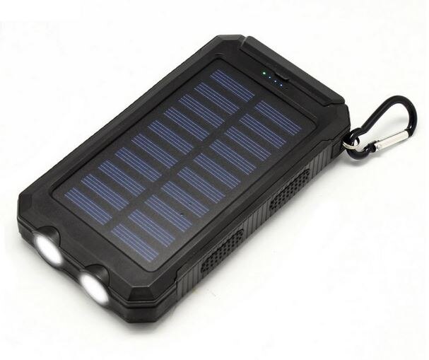Cargador de batería solar portátil GGX ENERGY 8000mah para teléfono exterior, brújula de Camping + polvo/agua + luz LED + 2 salidas xUSB