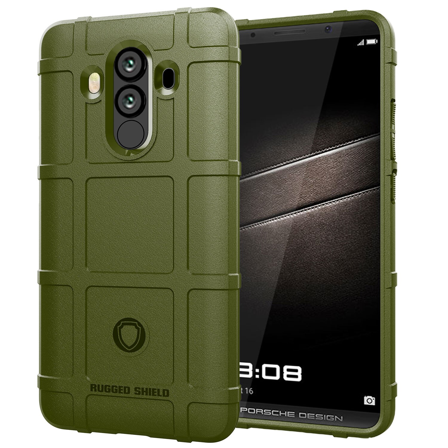 Armor Shock Absorption Shockproof Case For Huawei Mate 10 Porsche Anti Scratch Carbon Fiber Bag Cover 6.0 inch: Army Green