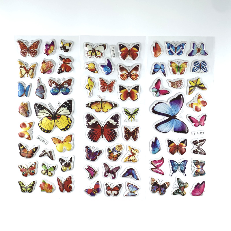12 blätter/einstellen Scrapbooking Kawaii Schmetterlinge SchöNe Aufkleber Karikatur 3D blasiert geschwollen Aufkleber für freundlicher Notizbuch Tagebuch Dekoration