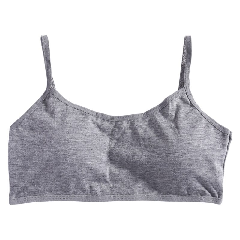 Young Girls Solid Soft Cotton Bra Puberty Teenage Breathable Underwear Kid Cloth: Gray