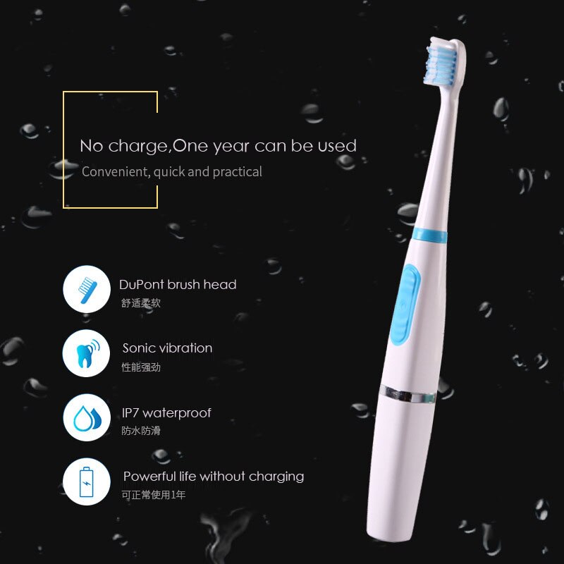 Ultrasound elektrische tandenborstel volwassen elektrische tandenborstel 3 opzetborstels waterdicht Ultrasound oral borstels