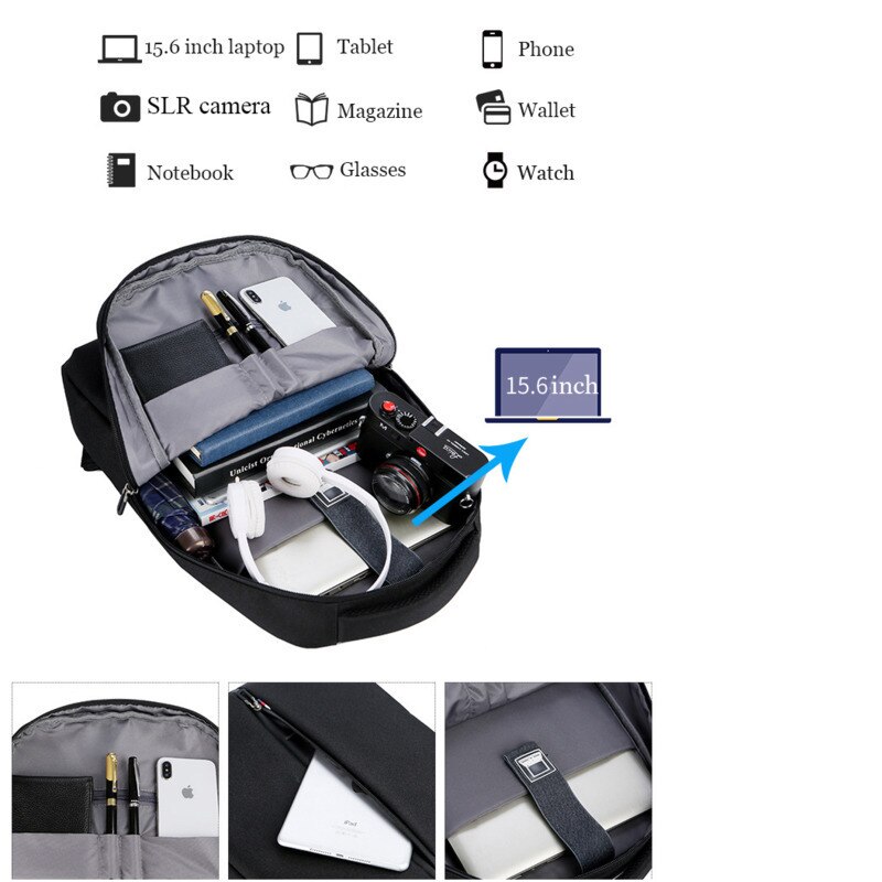 Heren rugzak kinderen schoolrugzakken 15.6 inch laptoptassen voor jongens hp macbook notebook computertas schooltas schooltas zwart