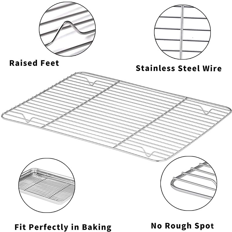 Plaque antiadhésive rectangulaire en acier inoxydable, grille pour biscuits avec support de refroidissement amovible, Gadget de cuisine adapté au four