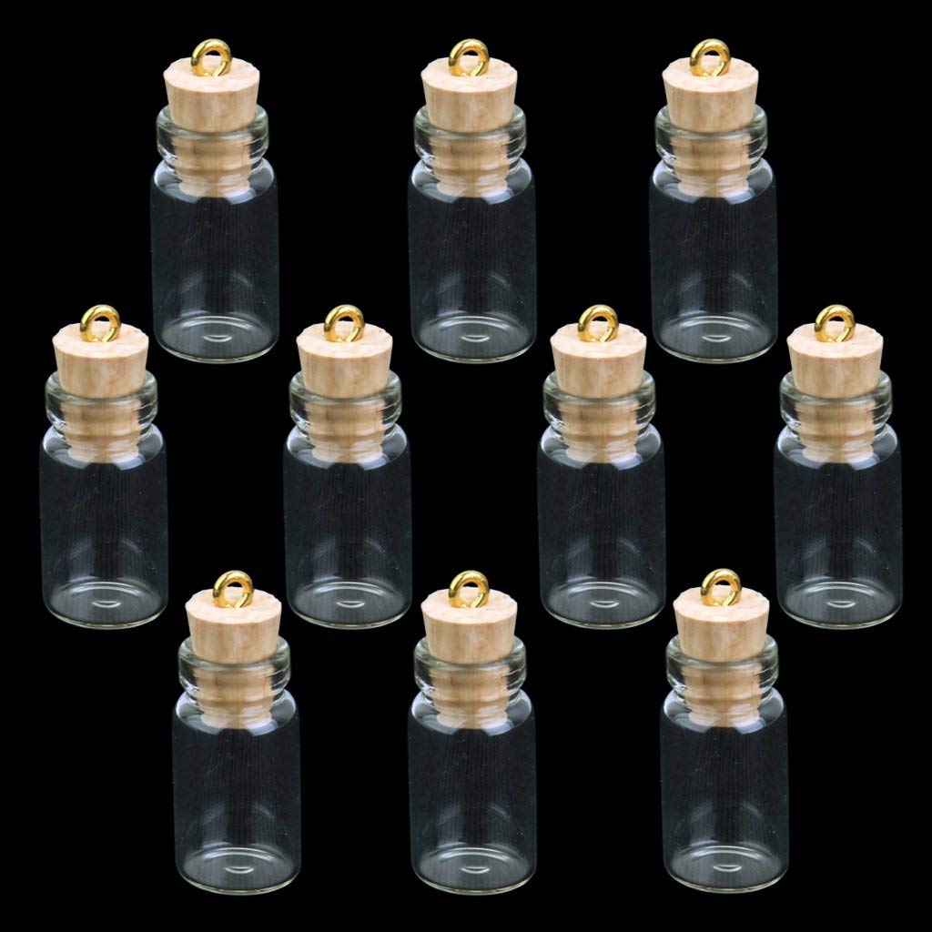10 stk mini glassflasker små hetteglass kork miniatyr klare glasskrukker flerbruks korkstopper ønske glass (langt mønster og kork