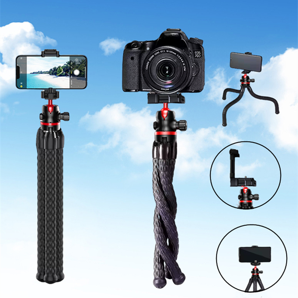 VBNBV trípode de pulpo Flexible portátil DSLR 2 en 1 trípode de con soporte para teléfono zapata fría lateral tornillo de 1/4 ''para cámara
