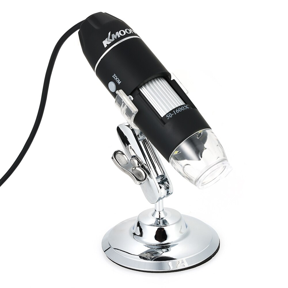 KKmoon USB Digital Microscope with OTG Function 1600X Magnification Endoscope 8-LED Light Magnifying Glass Magnifier with Stand: with Metal Stand