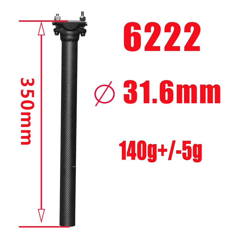 ELITA ONE-tija de sillín para bicicleta de montaña y carretera, asiento Ligero de fibra de carbono, 27,2g, 31,6mm/130mm: 31.6x350mm
