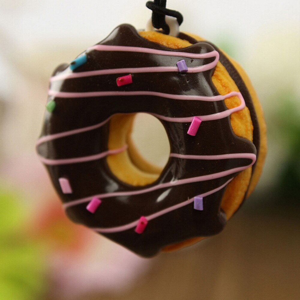 Sleutel Kleurrijke Zachte Kawaii Antistress Squishy Ketting Bandjes Leuke Donuts Charmes Mobiele Telefoon Bandjes Anti-Stress Langzaam Stijgende Speelgoed