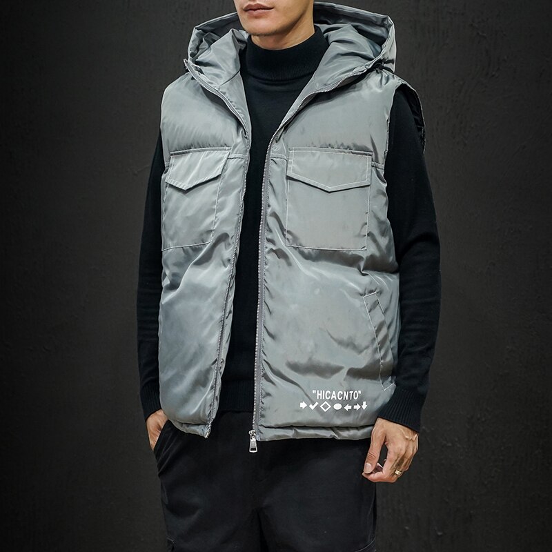 M-5XL Winter Weste Ärmellose Jacke Männer lässig Weste Männer Gilet Herren Warme Weste Plus Größe Mit Kapuze Unten Weste Jacke männer