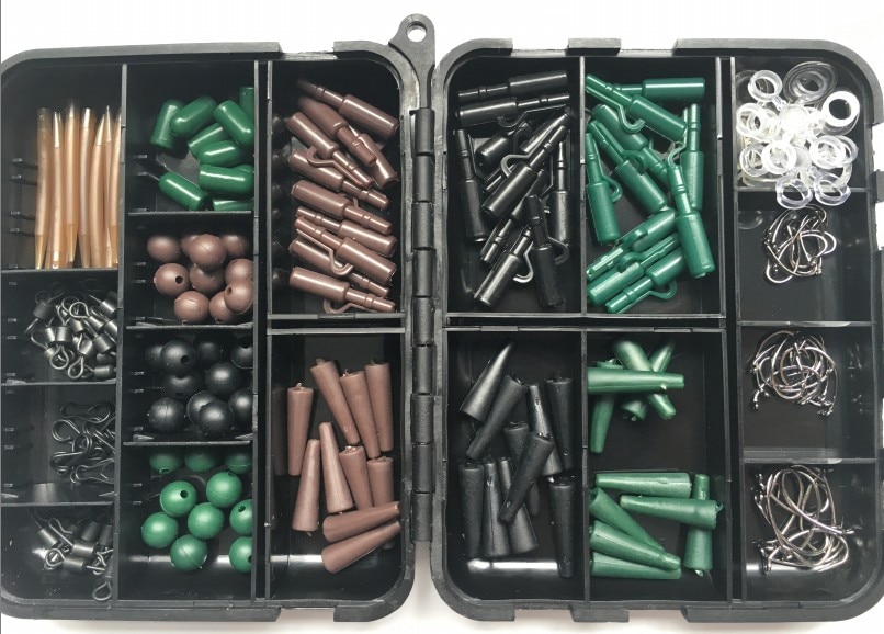 Rompin Karper visgerei doos Hair Rig Combo box Accessoires Haken Rubber Buizen Wartels Kralen Mouwen Stoppers