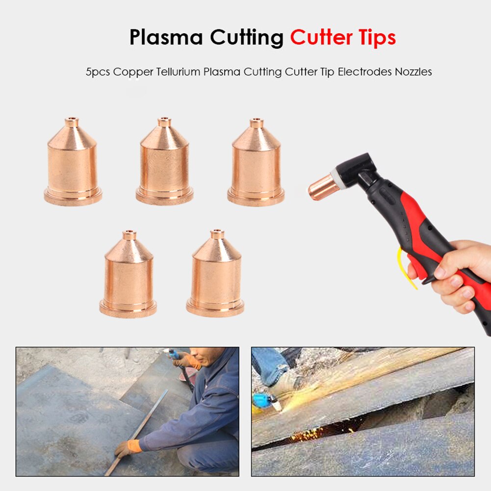 5Pcs Plasma Cutter Torch Electrode Nozzle Tips Set Copper Replacement High Temperature Resistance Parts