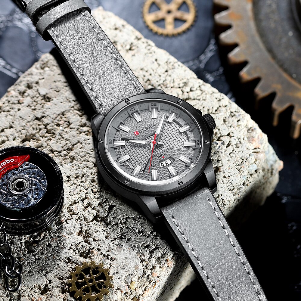 Curren quartz ur til mand læder armbåndsure casual ur med dato relogio masculino