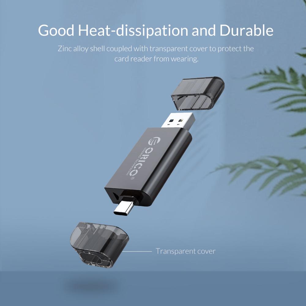 Orico kortlæser usb 3.0 2 in 1 sd/ micro sd tf otg smart memory type c kortlæser højhastighedsadapter til pc computer laptop