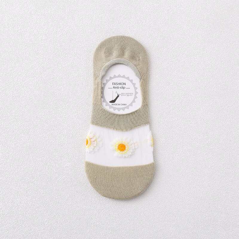 Crystal Silk Woman Socks Silicone Non-slip Invisible No Show Socks Fruit Print Summer Thin Breathable Low Cut Ankle Boat Socks: Green