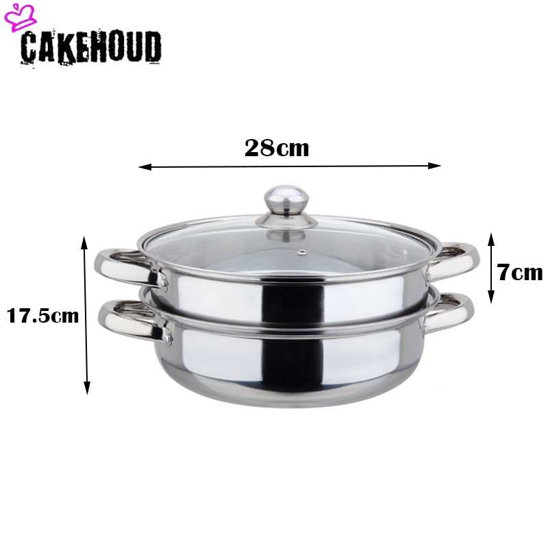 28cm De Acero Inoxidable Vaporera De Alimentos Vegetales Utensilios De Cocina Tapa De Vidrio Olla Caliente Accesorios De Cocina