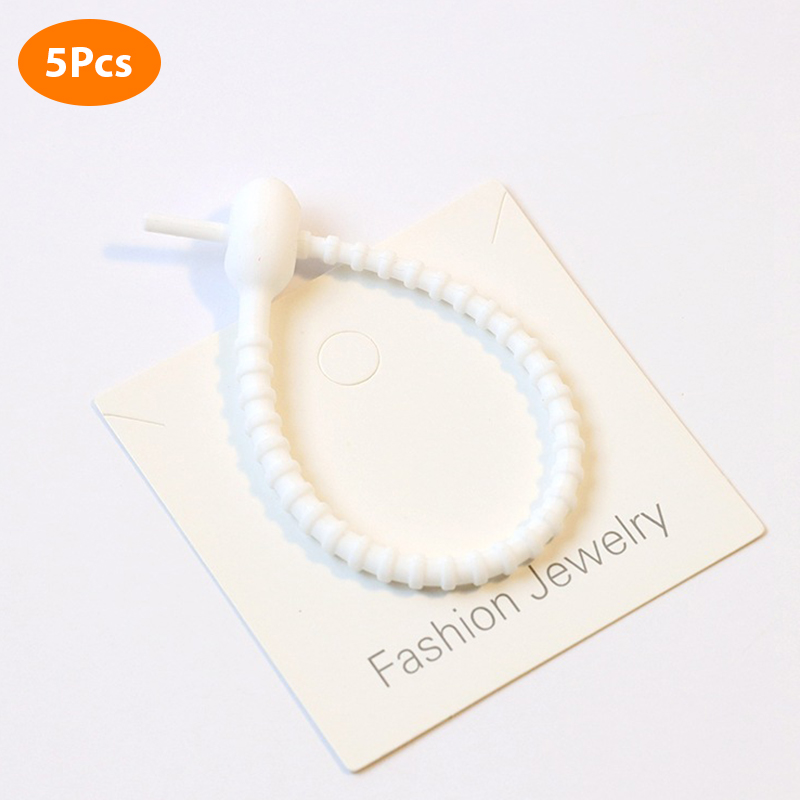 Fascette per alimenti riutilizzabili in Silicone da 5 pezzi fascette per borse a spirale fascette per cavi autobloccanti ecologiche: -N6
