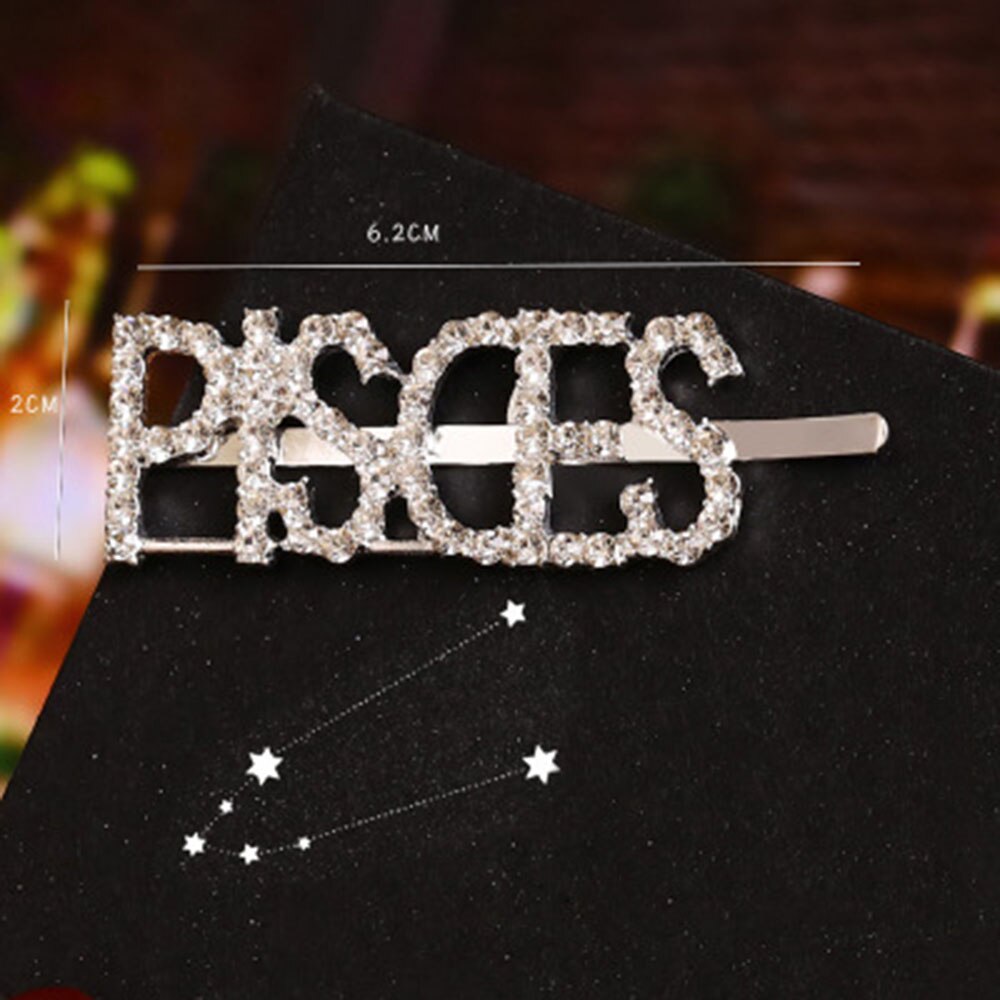 Bling bogstav hårnåle navn hårnål rhinsten brolagt 12 stjernetegn hårnåle og klips bryllup krystal bling brude styling hårspænde: Fiskene