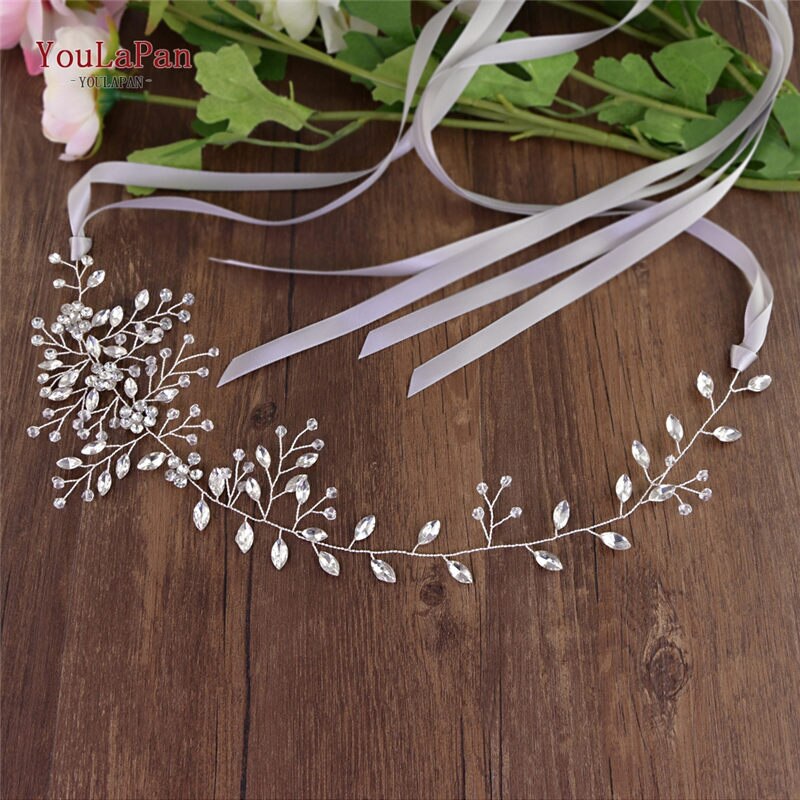 YouLaPan – ceinture fine en cristal pour robe de mariée avec strass, accessoires de mariage, SH65: Gray ribbon