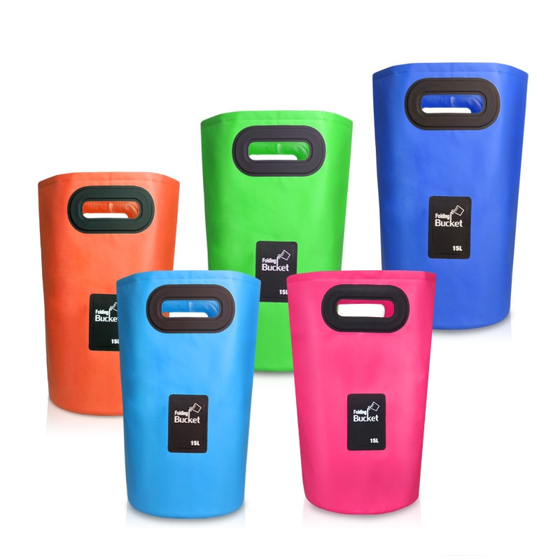 15L PVC Draagbare Opvouwbare Water Bag Outdoor Wandelen Camping Opvouwbare Emmer Vissen Wassen Waterdichte Water Bag