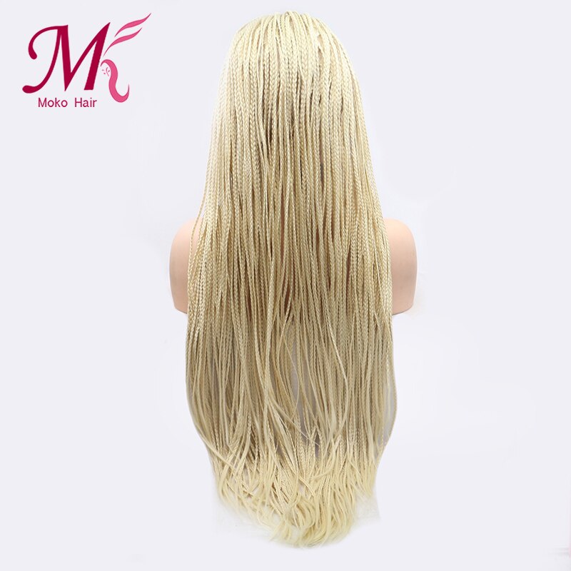 Moko Blonde Wigs Synthetic Lace Front Wig Braided Box Braids Wig With Baby Hair Color 613 Braided Wigs For Black Women