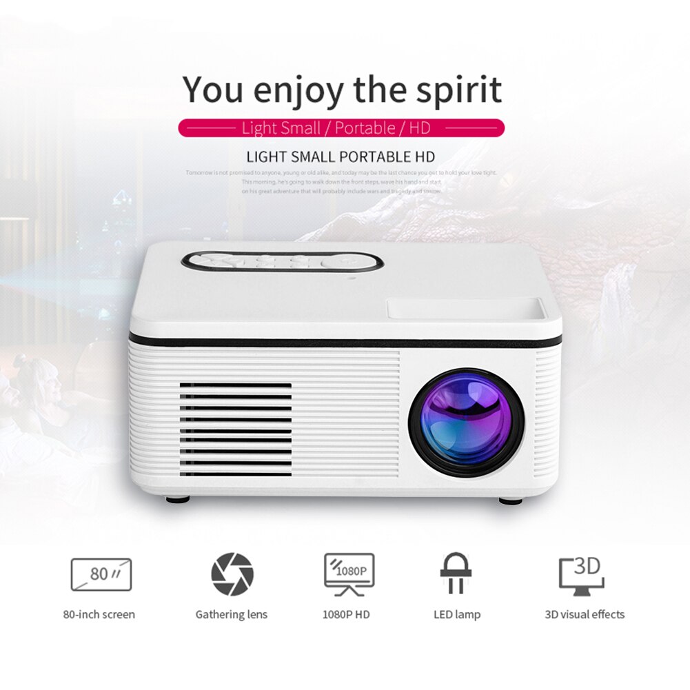 LED Mini Projector 320x240 Pixels Supports Full HD 1080P AV DHMI TF USB Portable Home Cinema Media Video Player