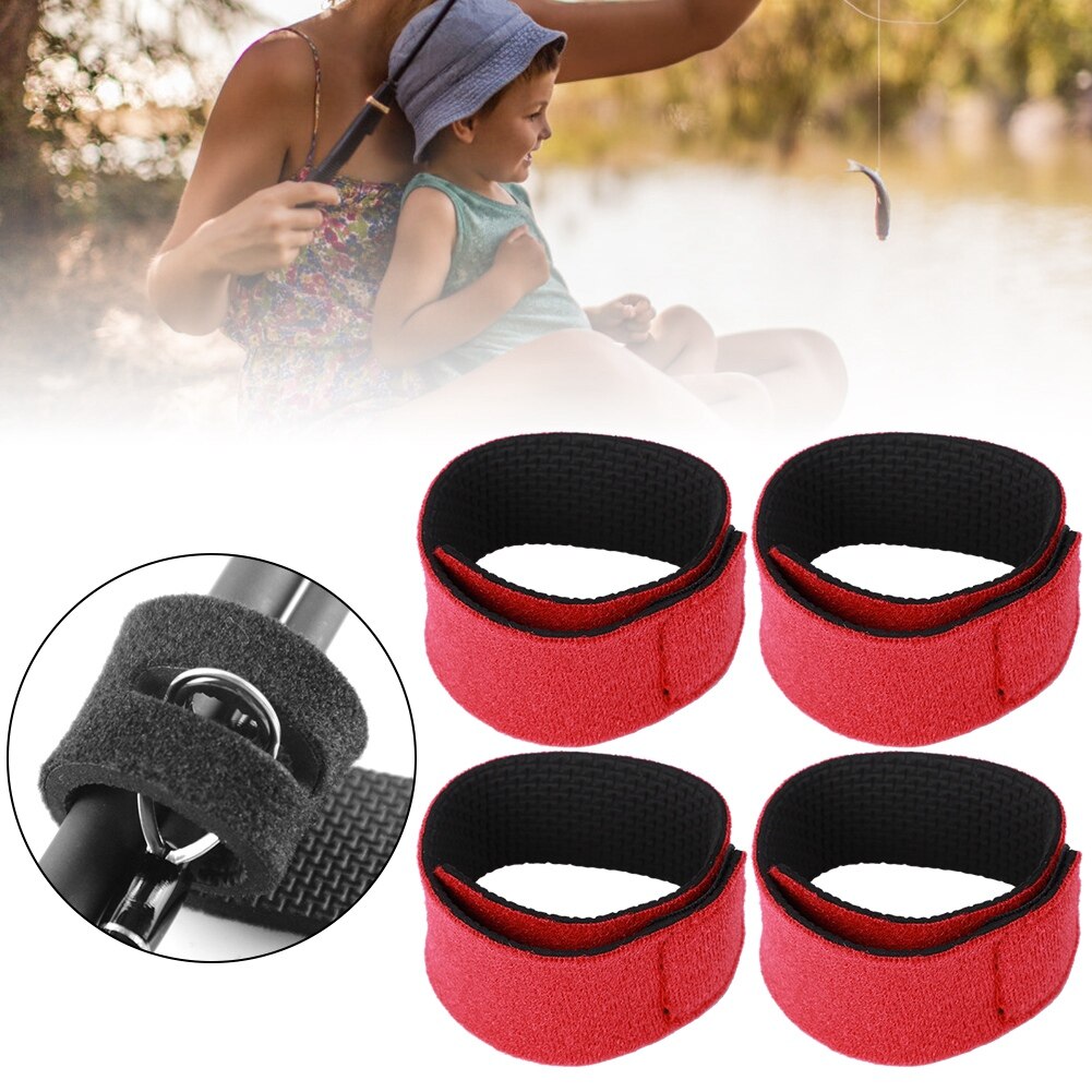 4PCs Reusable Fishing Rod Strap Strong Flexible Hook Loop Fishing Gear Strap Rod Belt Magic Binding Rod Strap Luya Binding Strap