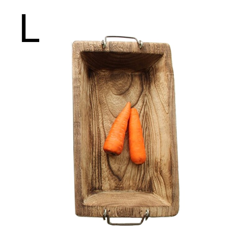 Log Tray Rectangular Wooden Tea Solid Wood Hotel Dinner Coffee Serving Dessert Bread Snack Fruit Tray Storage Decorative: L