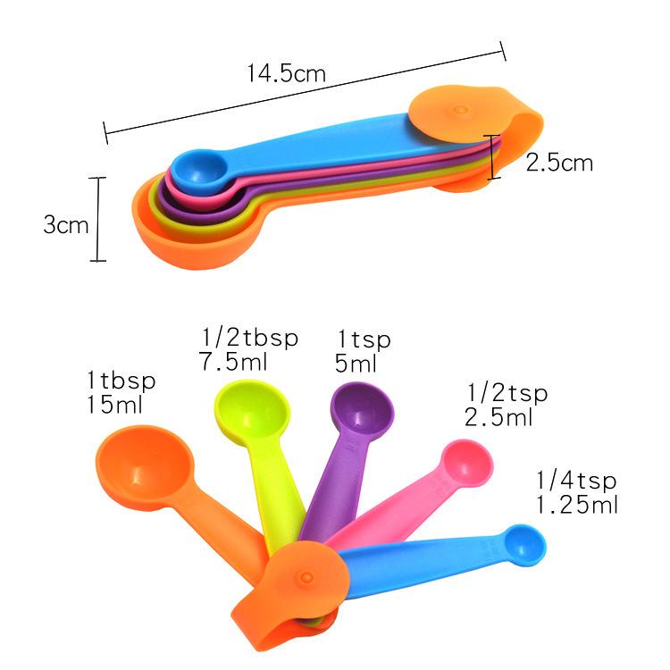 Maatlepels-Set Van 4 Rvs Siliconen Plastic: plastic 5 pc