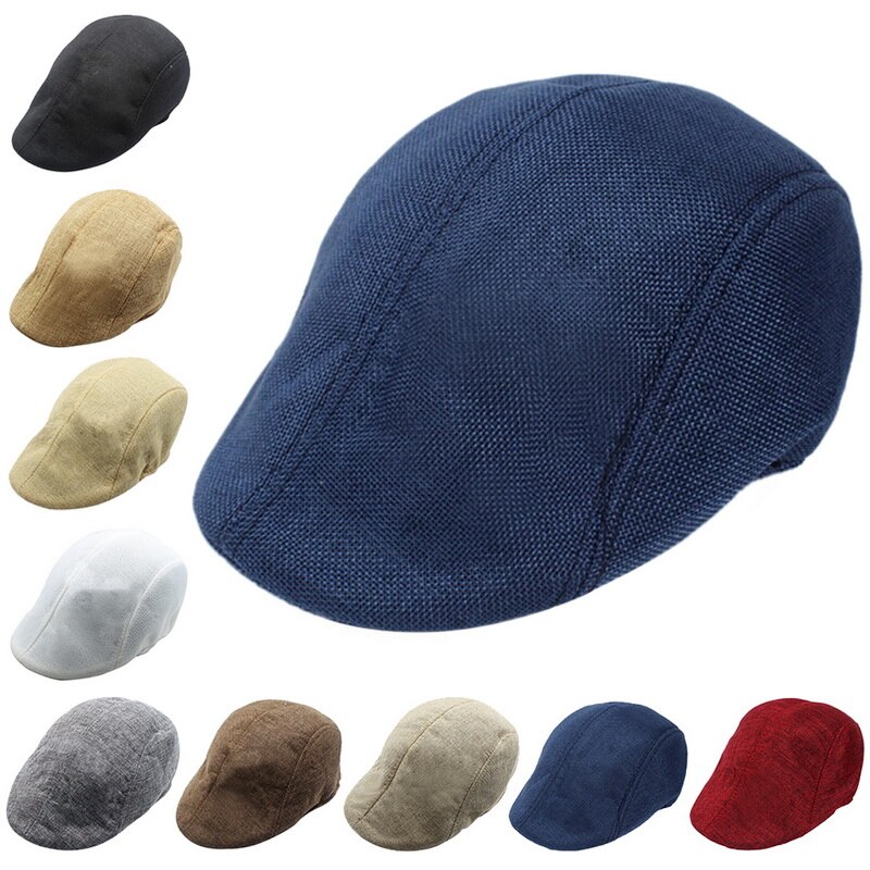 béret casquettes pour hommes femmes Vintage garçon casquette lin extérieur chapeaux soleil chapeau unisexe bec de canard casquettes décontracté