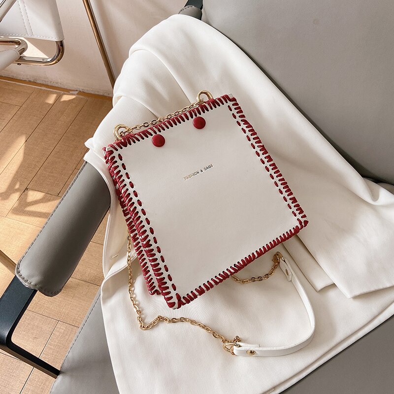 Devil' s2020 voor vriendin breien ketting enkele schouder messenger zelfgemaakte diy materiaal tas: Product is wit
