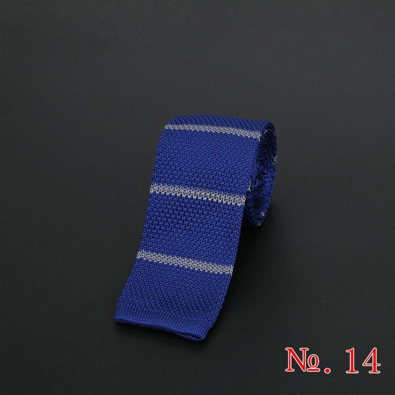 Brand New męska w stylu Vintage, w paski dzianiny krawaty dla człowieka Party moda kolorowe Knitting Tie granatowy czerwony ślub cienki krawat Cravata: 14