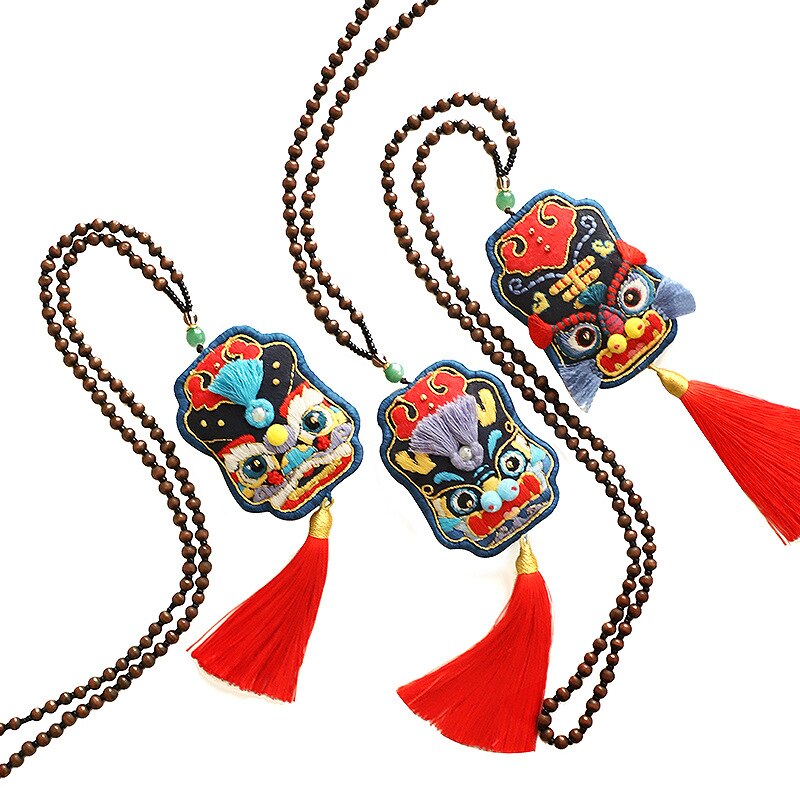 Kit de broderie Style chinois bricolage | Amulette avec cerceau, ensemble de points de croix Tyro faciles à coudre, de couture fait main pour débutant