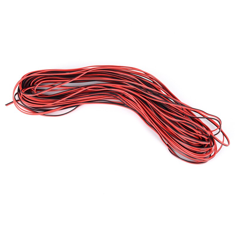 1pc 10m 22AWG Black with Red led wire Cable