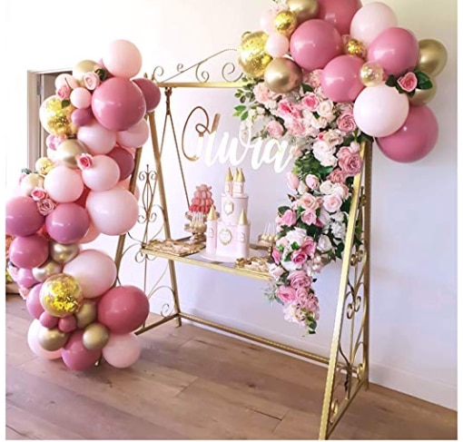 Bryllup bue balloner pink guld konfetti balloner guirlande bordeaux festdekorationer bordeaux og guld bryllup dekorationer