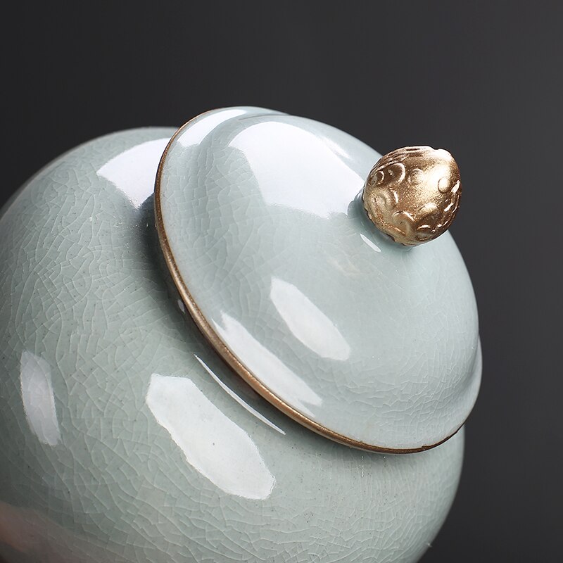 Chinese-style Ceramic Large Tea Cans Sealed Cans Enamel Retro Generals Cans Dried Fruit Snack Storage Cans Home Decoration