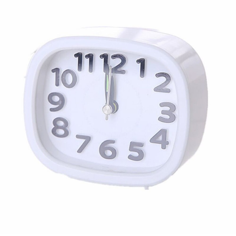 Mini Square Round Small Bed Alarm Clock Compact Travel Clock Portable Black &White Children Student Desk Watch Clock Home