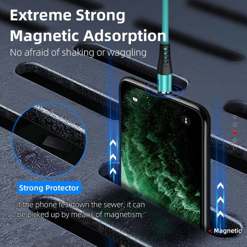 1M 360° Magnetic USB Fast Charger Date Cable Type-C For Samsung Galaxy S8 S9 S10 S11 Plus 10+ Note A90 A80 A40 50 Huawei P30 P20