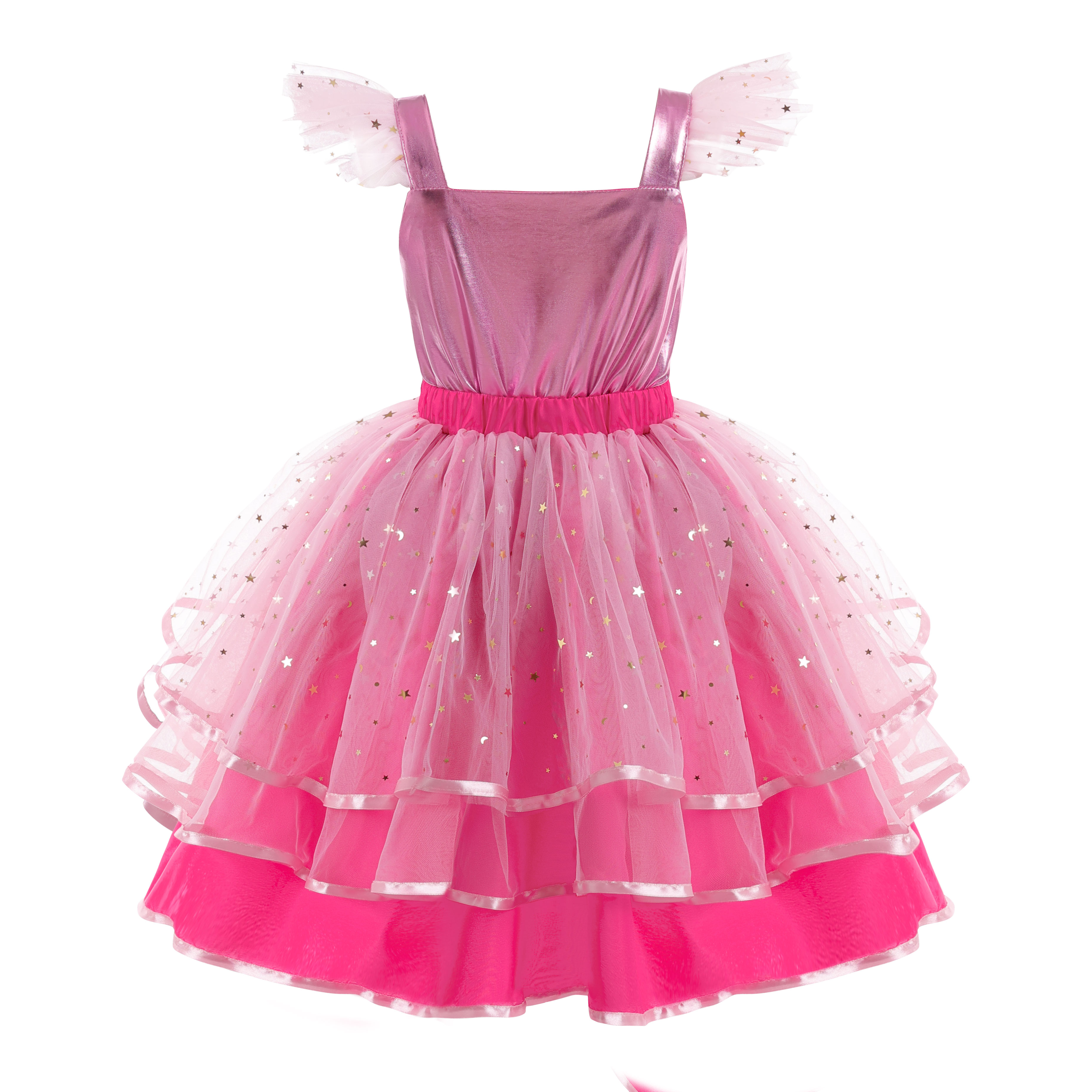 Christmas Baby Girls Cosplay Costume Princess Printed Tutu Dresses Toddler Kids Flying Sleeve Sequin Bow Vestidos 3 to 9 Years