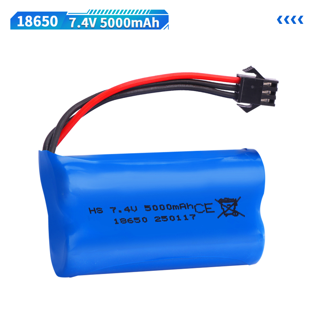 7.4V 5000mAh SM-3P Li-ion battery for MN128 Watch Gesture Sensing Twisted RC stunt car 18650 7.4v battery For RC Cars SM3P Plug