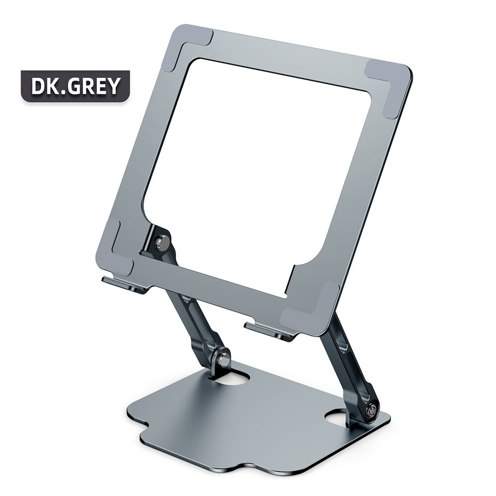 Senior Aluminum Alloy Tablet Holder Adjustable Folding Desktop Stand For iPad Air Mini Pro 11 12.9 inch Tablets Heighten Support: gray
