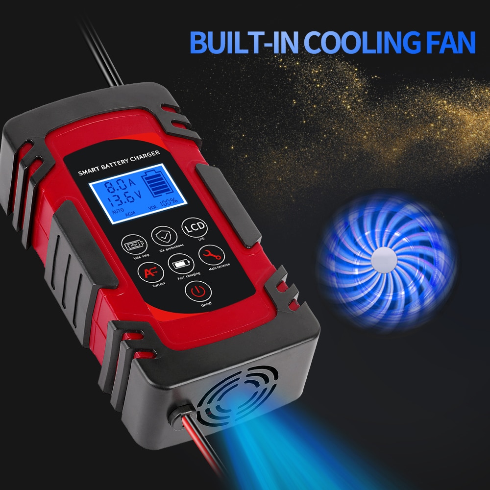 12V 8A 24V 4A car charger smart battery charger Pulse Repair LCD Display Smart Fast Charge AGM Deep cycle GEL Lead-Acid Charger