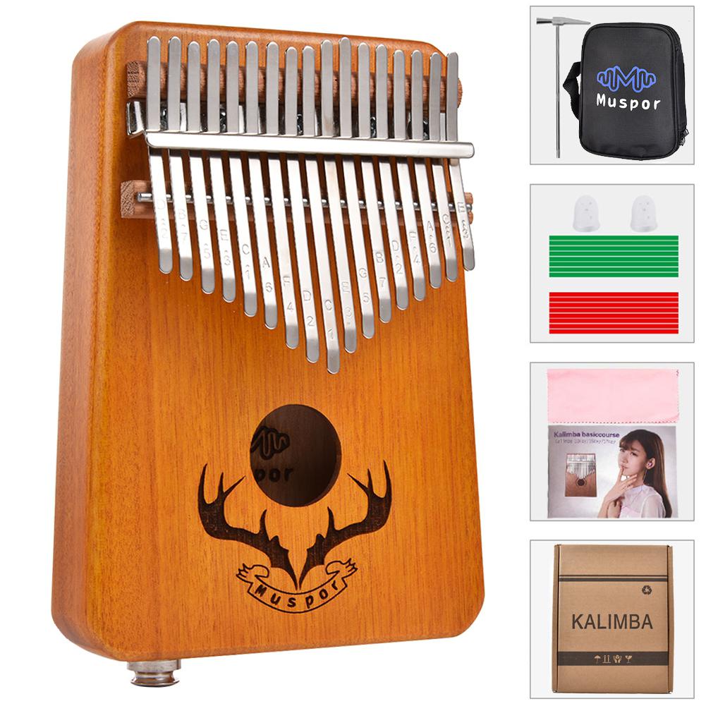 17 keys EQ Gecko Kalimba Mahogany Thumb Single Board Piano Calimba Finger Piano with Electric Pickup Tuner Hammer: yellow