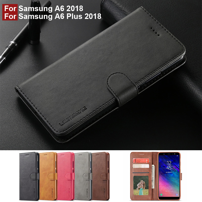 Voor Samsung A6 Plus Case Lederen Vintage Portemonnee Cover Hoesjes Samsung Galaxy A6 Case Flip Telefoon Gevallen Voor Smasung a6
