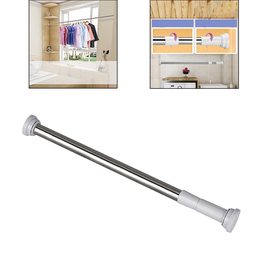 Telescopic Curtain Rod Stainless Steel Tension Rod Clothes Curtain Shower Adjustable Rod Pole Door Window Cabinet Rail Bar: 50-80CM