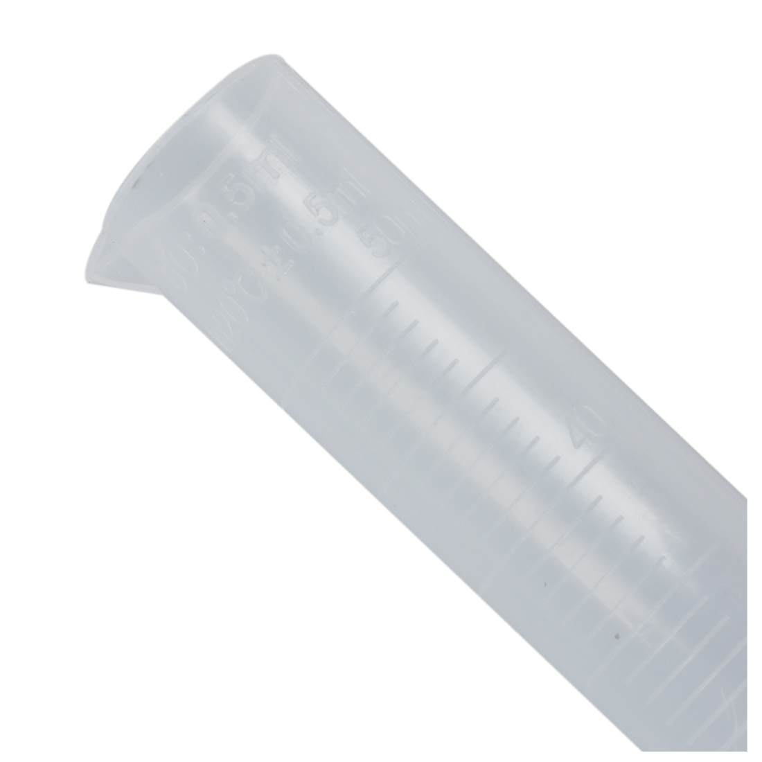 50 ml Transparent plastic graduated tube.