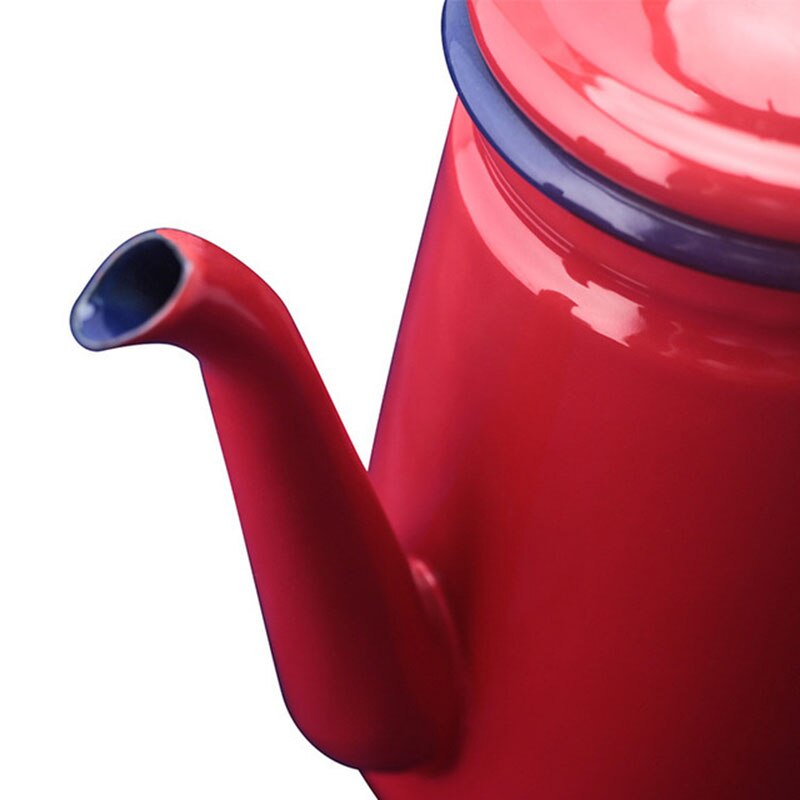1.1L High-Grade Enamel Coffee Pot Pour over Milk Water Jug Pitcher Barista Teapot Kettle for Gas Stove and Induction Cooker