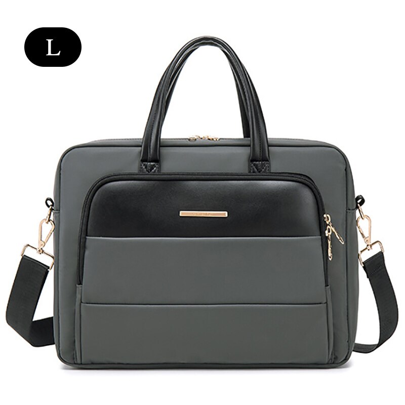 Capacity Briefcase Travel 13 14 15.6in Laptop Document Organizer Shoulder Bag Business Ipad Phone Notebook Storage Handbag X133C: Gray L