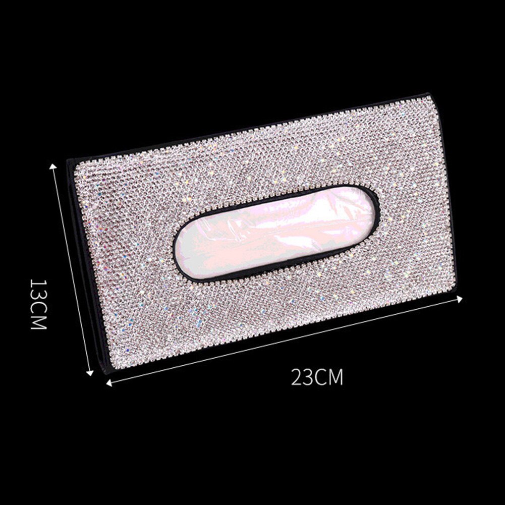 Auto kristallen tissue doos zonneklep diamant leren auto tissue papier houder hoes zonneklep hangende servet accessoires